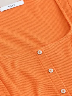 Next Short Sleeve Jersey Button Through Maxi Dress Orange Best