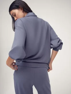 OSIA 1/4 Zip Modal Sweat Top Blue Discount