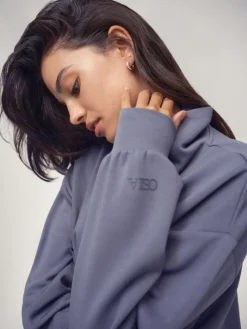 OSIA 1/4 Zip Modal Sweat Top Blue Discount