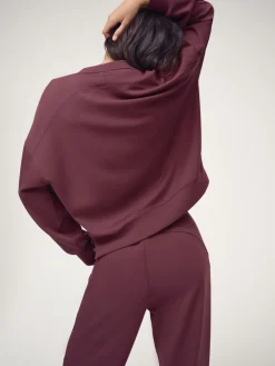 OSIA Modal Crew Neck Sweatshirt Burgundy Red Sale