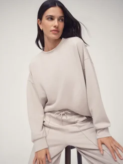 OSIA Modal Crew Neck Sweatshirt Cream Outlet