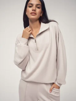 OSIA 1/4 Zip Modal Sweat Top Neutral