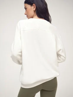 OSIA Crew Neck Oversized Sweatshirt White New
