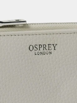 Osprey London The Stella Medium Leather Zip Purse Grey Clearance