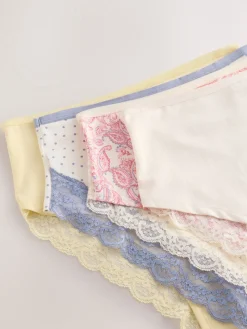 Next Paisley High Rise High Leg Cotton Lace Knickers 4 Pack Hot