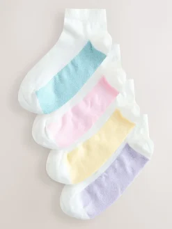 Next Pastel Marl Footbed Trainer Socks 4 Pack Clearance