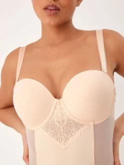 Next Pastel Rose Nude DD+ Firm Tummy Control Lightly Padded Lace Slip Sale