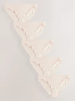 Next High Leg Cotton Rich Knickers 5 Pack Pastel Rose Nude Discount