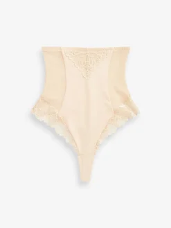 Next Super High Waist Thong Firm Tummy Control Shaping Briefs Pastel Rose Nude New