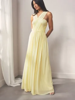 Next Pastel Yellow Mesh Multiway Wedding Guest Bridesmaid Maxi Dress Outlet