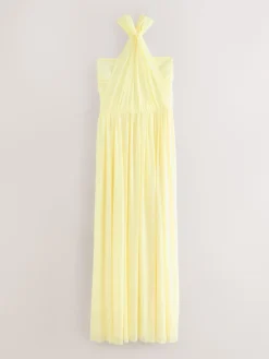 Next Pastel Yellow Mesh Multiway Wedding Guest Bridesmaid Maxi Dress Outlet