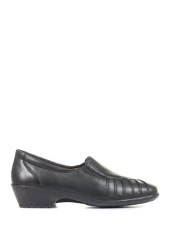 Pavers Black Ladies Wide Fit Leather Slip-On Shoes Online