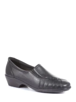 Pavers Black Ladies Wide Fit Leather Slip-On Shoes Online