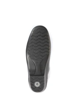 Pavers Black Ladies Wide Fit Leather Slip-On Shoes Online
