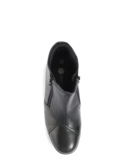 Pavers Black Ladies Wide Fit Leather Ankle Boots Online