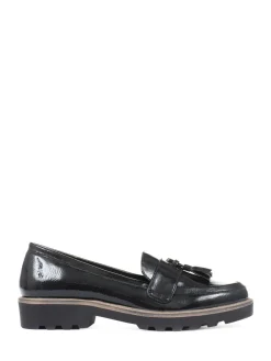 Pavers Black Patent Ladies Loafers Hot