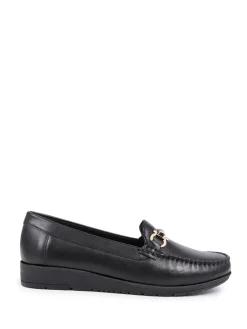 Pavers Black Smart Leather Moccasins Online