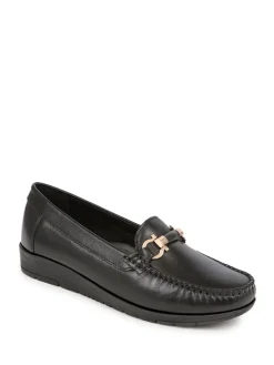 Pavers Black Smart Leather Moccasins Online