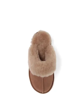Pavers Sheepskin Lined Slippers Brown Clearance