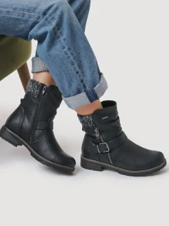 Pavers Casual Biker Boots Black Clearance