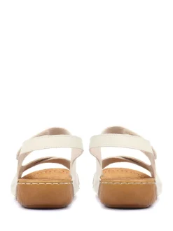 Pavers Ladies Touch Fasten Sandals Cream New