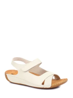 Pavers Ladies Touch Fasten Sandals Cream New