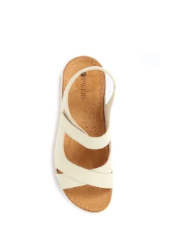 Pavers Ladies Touch Fasten Sandals Cream New
