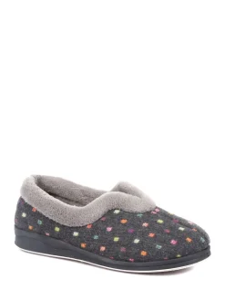 Pavers Grey Polka Dot Slippers Sale