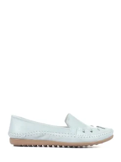 Pavers Leather Slip-On Pumps Light Blue
