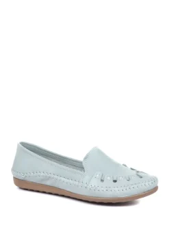 Pavers Leather Slip-On Pumps Light Blue