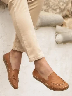 Pavers Leather Slip-On Pumps Orange Online