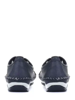 Pavers Ladies Leather Lace-Up Trainers Navy Online