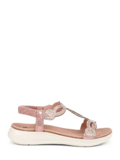 Pavers Grey Embellished Flatform Sandals Pink Sale