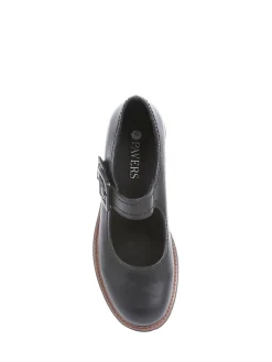 Pavers Mary Jane Buckle Shoes with Chunky Sole Plain Black Clearance