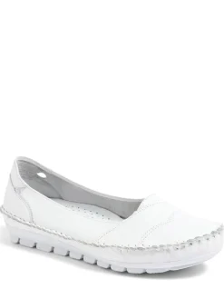 Pavers Leather Slip On Shoes White