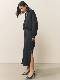 Next Forever Comfort® Bow Detail Leather Mid Court Shoes Pewter Clearance