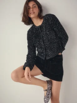 Next Pewter Sequin Forever Comfort® Embellished Sequin Mary Jane Shoes Best