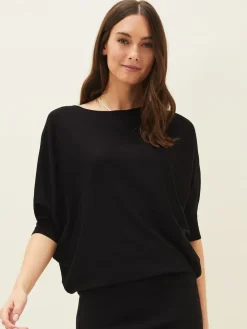 Phase Eight Black Becca Batwing Knitted Dress Discount