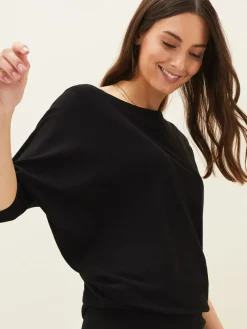 Phase Eight Black Becca Batwing Knitted Dress Discount