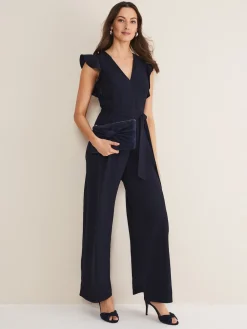Phase Eight Blue Kallie Frill Jumpsuit Clearance