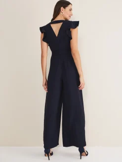 Phase Eight Blue Kallie Frill Jumpsuit Clearance