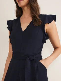 Phase Eight Blue Kallie Frill Jumpsuit Clearance