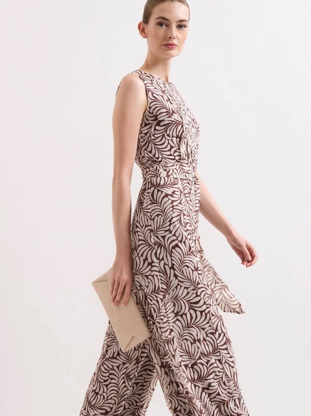 Phase Eight Brown Janine Leaf Jumpsuit Clearance