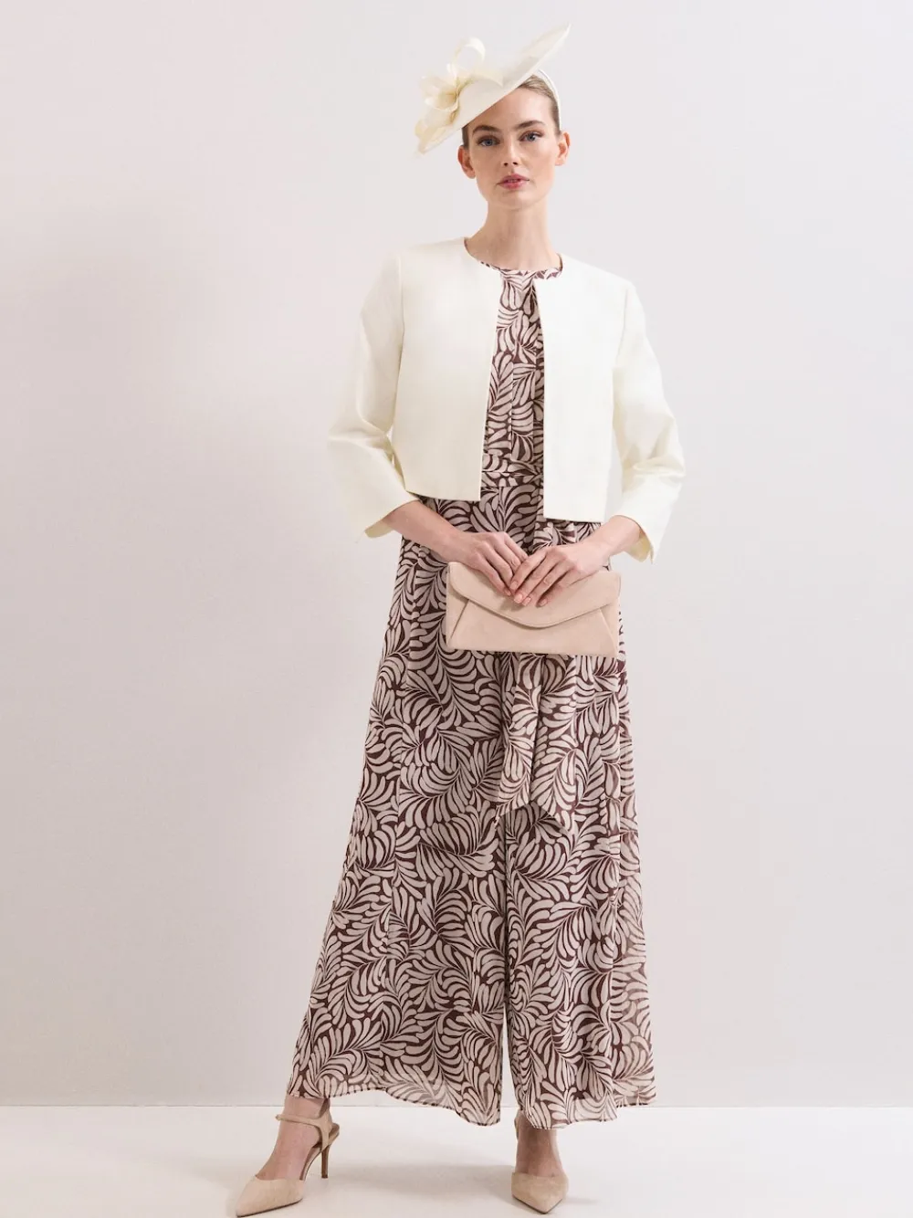 Phase Eight Brown Janine Leaf Jumpsuit Clearance