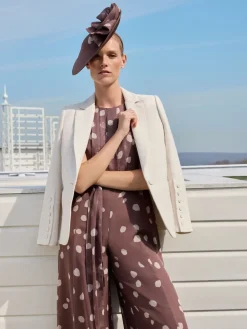 Phase Eight Brown Maxine Spot Chiffon Jumpsuit Clearance