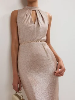 Phase Eight Gold Libby Metallic Dress Hot