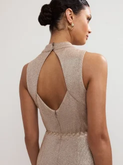 Phase Eight Gold Libby Metallic Dress Hot