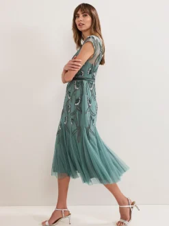Phase Eight Green Evonne Beaded Dress Online