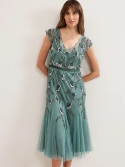 Phase Eight Green Evonne Beaded Dress Online