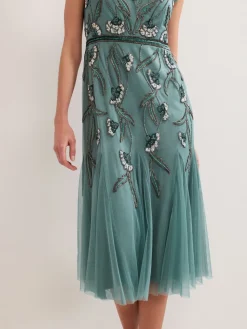 Phase Eight Green Evonne Beaded Dress Online